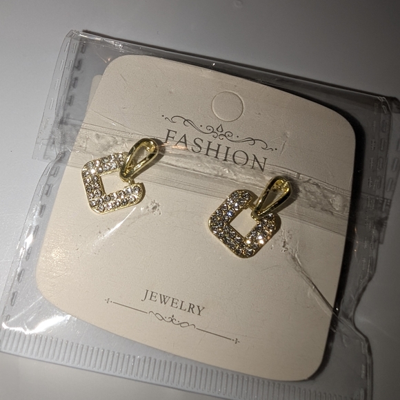 Fashion Square Inlaid Rhinestones Drop Dangle Earrings - Picture 4 of 9